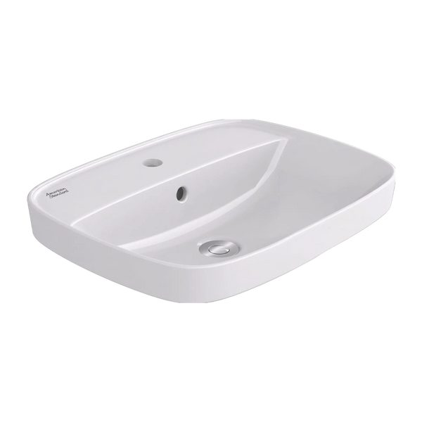 American Standard Signature 550 Semi Inset Basin 1 Tap Hole with Overflow White