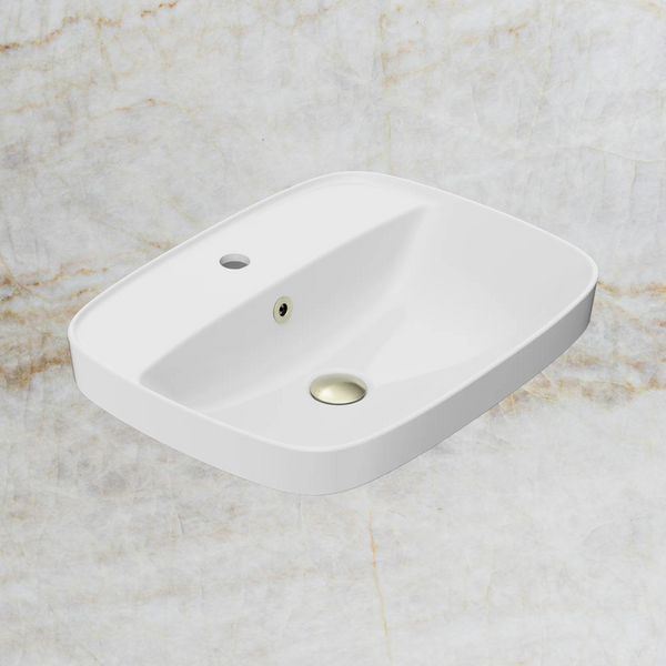 American Standard Signature 550 Semi Inset Basin 1 Taphole with Overflow Ring and Pop-Up Waste Aged Brass