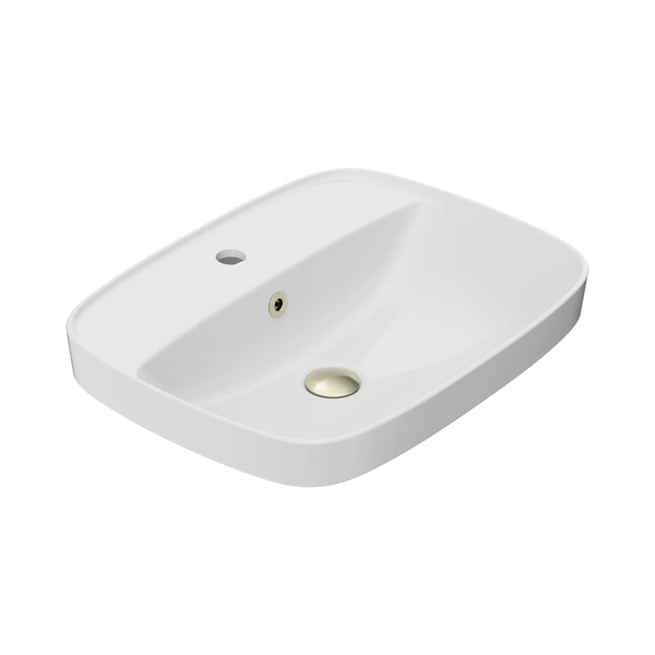 American Standard Signature 550 Semi Inset Basin 1 Taphole with Overflow Ring and Pop-Up Waste Aged Brass