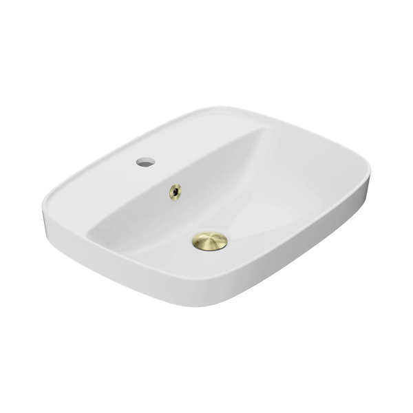 American Standard Signature 550 Semi Inset Basin 1 Taphole with Overflow Ring and Pop-Up Waste Brushed Gold
