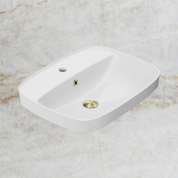 American Standard Signature 550 Semi Inset Basin 1 Taphole with Overflow Ring and Pop-Up Waste Brushed Gold