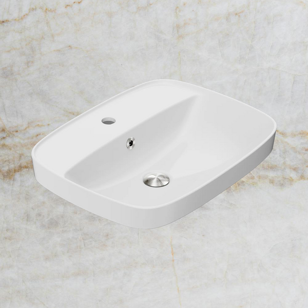 American Standard Signature 550 Semi Inset Basin 1 Taphole with Overflow Ring and Pop-Up Waste Brushed Nickel