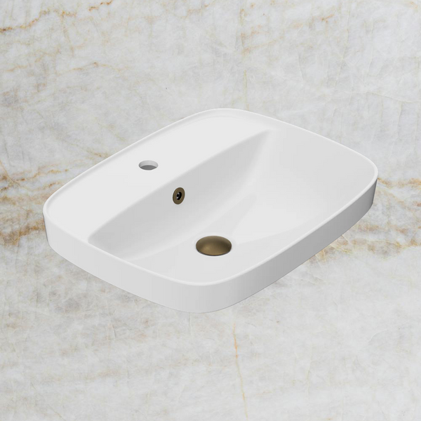 American Standard Signature 550 Semi Inset Basin 1 Taphole with Overflow Ring and Pop-Up Waste Tumbled Antique Brass