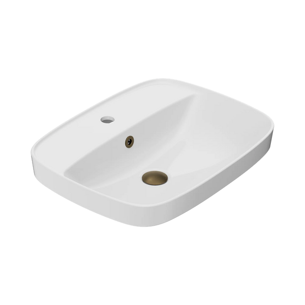 American Standard Signature 550 Semi Inset Basin 1 Taphole with Overflow Ring and Pop-Up Waste Tumbled Antique Brass