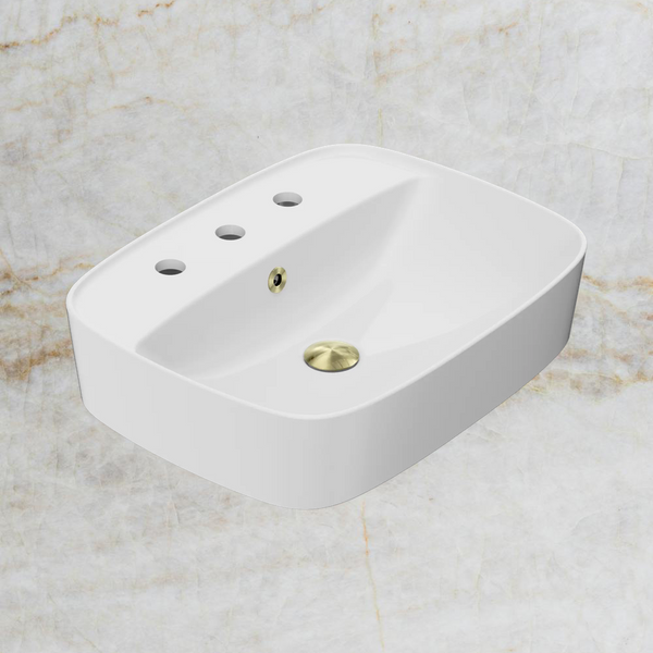 American Standard Signature 550 Counter Top Basin 3 Tapholes with Overflow Ring and Pop-Up Waste Brushed Gold