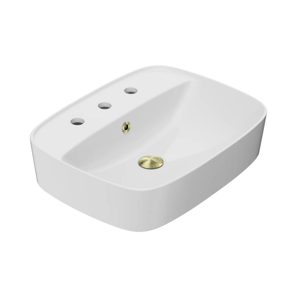 American Standard Signature 550 Counter Top Basin 3 Tapholes with Overflow Ring and Pop-Up Waste Brushed Gold