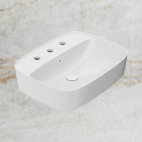 American Standard Signature 550 Counter Top Basin 3 Tapholes with Overflow Ring and Pop-Up Waste Matte White