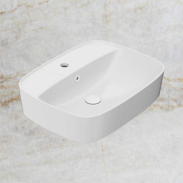 American Standard Signature 550 Counter Top Basin 1 Taphole with Overflow Ring and Pop-Up Waste Matte White