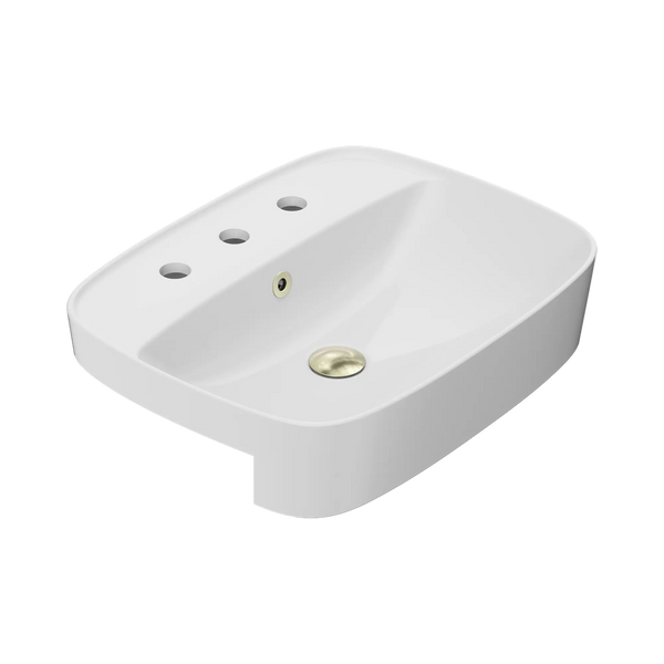 American Standard Signature 550 Semi Recessed Basin 3 Tapholes with Overflow Ring and Pop-Up Waste Aged Brass