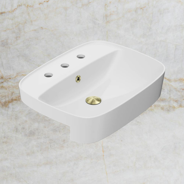 American Standard Signature 550 Semi Recessed Basin 3 Tapholes with Overflow Ring and Pop-Up Waste Brushed Gold