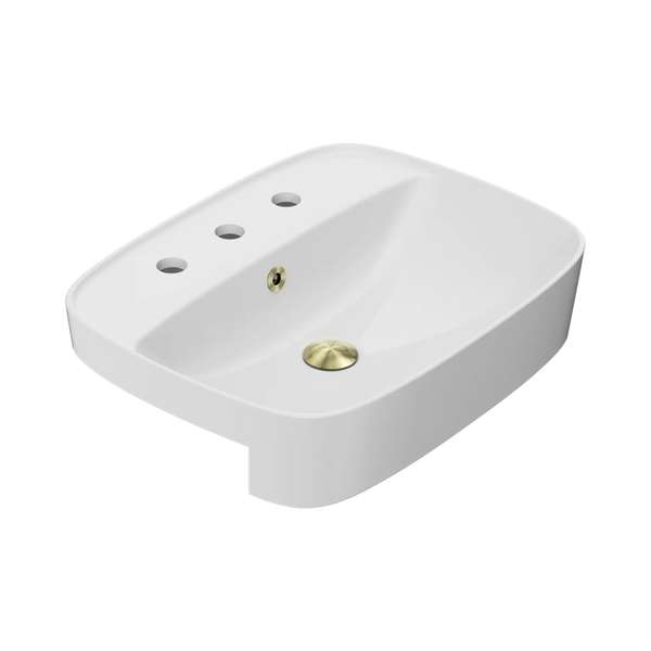 American Standard Signature 550 Semi Recessed Basin 3 Tapholes with Overflow Ring and Pop-Up Waste Brushed Gold