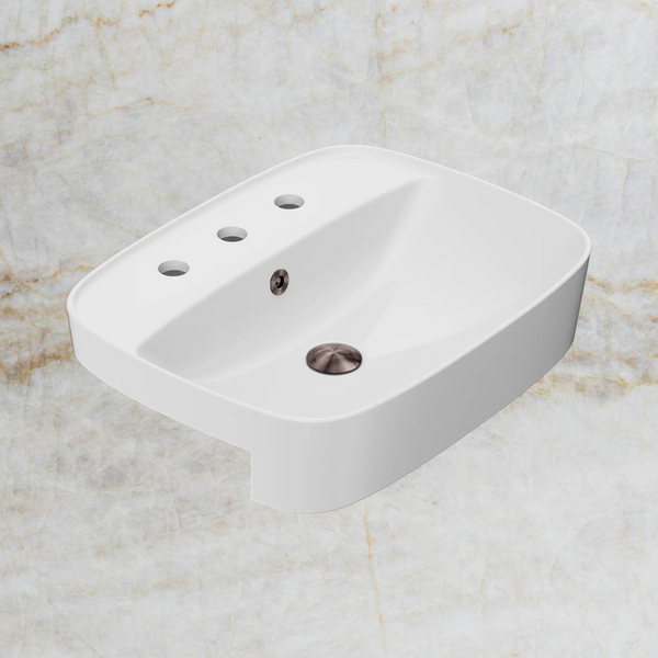 American Standard Signature 550 Semi Recessed Basin 3 Tapholes with Overflow Ring and Pop-Up Waste Brushed Bronze