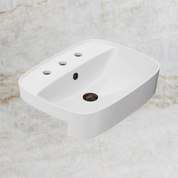 American Standard Signature 550 Semi Recessed Basin 3 Tapholes with Overflow Ring and Pop-Up Waste Rome Bronze