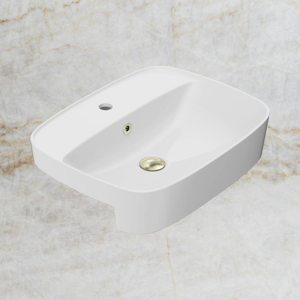 American Standard Signature 550 Semi Recessed Basin 1 Taphole with Overflow Ring and Pop-Up Waste Aged Brass