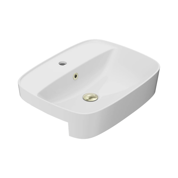 American Standard Signature 550 Semi Recessed Basin 1 Taphole with Overflow Ring and Pop-Up Waste Aged Brass