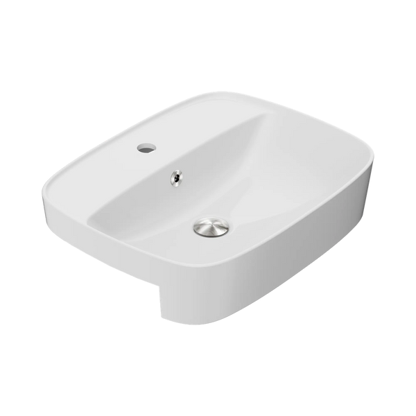 American Standard Signature 550 Semi Recessed Basin 1 Taphole with Overflow Ring and Pop-Up Waste Brushed Nickel