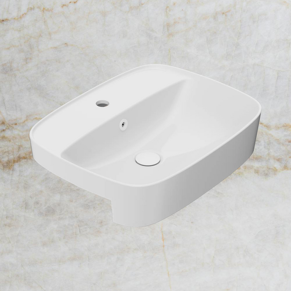 American Standard Signature 550 Semi Recessed Basin 1 Taphole with Overflow Ring and Pop-Up Waste Matte White