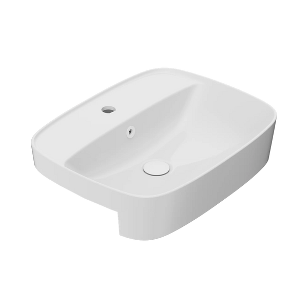 American Standard Signature 550 Semi Recessed Basin 1 Taphole with Overflow Ring and Pop-Up Waste Matte White