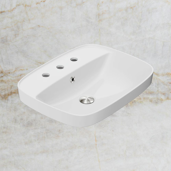 American Standard Signature 550 Semi Inset Basin 3 Tapholes with Overflow Ring and Pop-Up Waste Brushed Nickel
