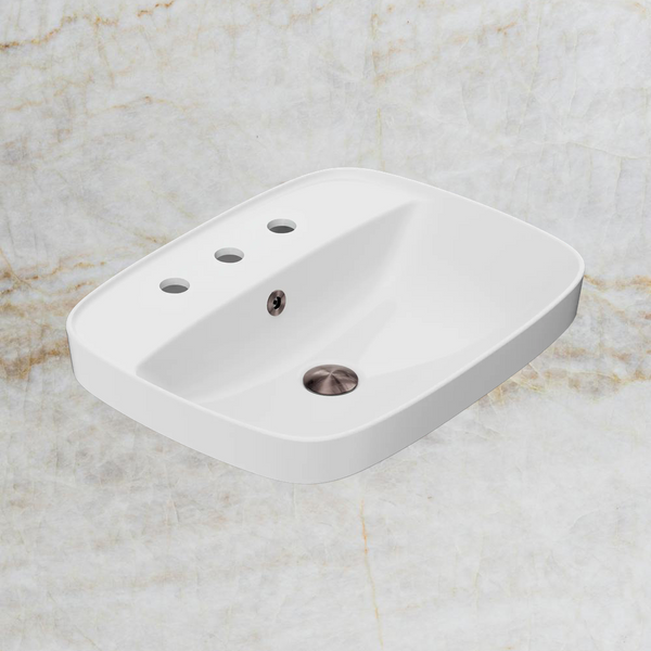 American Standard Signature 550 Semi Inset Basin 3 Tapholes with Overflow Ring and Pop-Up Waste Brushed Bronze