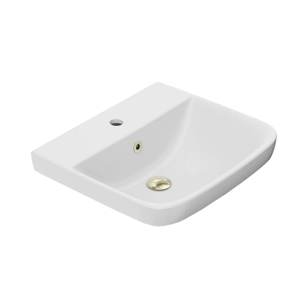 American Standard Cygnet 500 Semi Inset Basin 1 Taphole with Overflow Ring and Pop-Up Waste Aged Brass