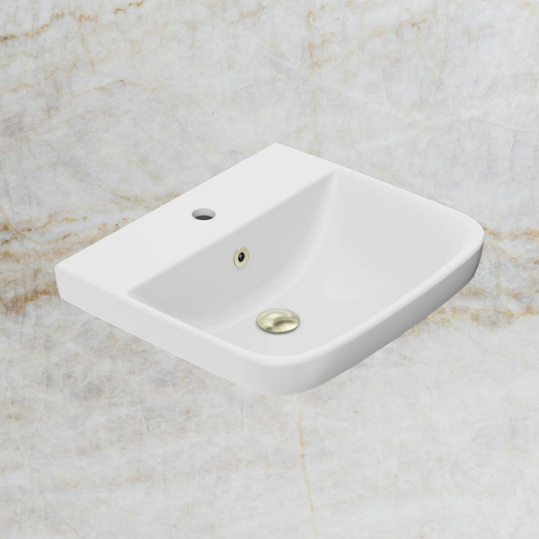 American Standard Cygnet 500 Semi Inset Basin 1 Taphole with Overflow Ring and Pop-Up Waste Aged Brass