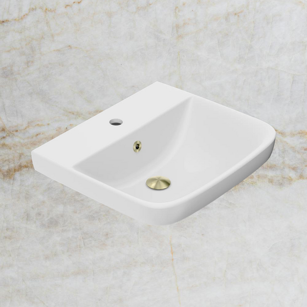 American Standard Cygnet 500 Semi Inset Basin 1 Taphole with Overflow Ring and Pop-Up Waste Brushed Gold