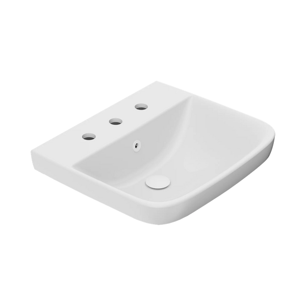 American Standard Cygnet 500 Semi Inset Basin 3 Tapholes with Overflow Ring and Pop-Up Waste Matte White