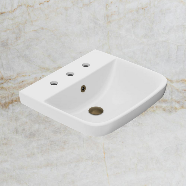 American Standard Cygnet 500 Semi Inset Basin 3 Tapholes with Overflow Ring and Pop-Up Waste Tumbled Antique Brass