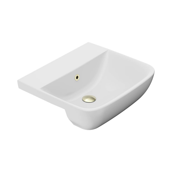 American Standard Cygnet 500 Semi Recessed Basin No Taphole with Overflow Ring and Pop-Up Waste Aged Brass