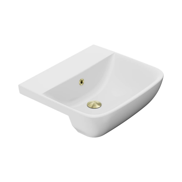 American Standard Cygnet 500 Semi Recessed Basin No Taphole with Overflow Ring and Pop-Up Waste Brushed Gold