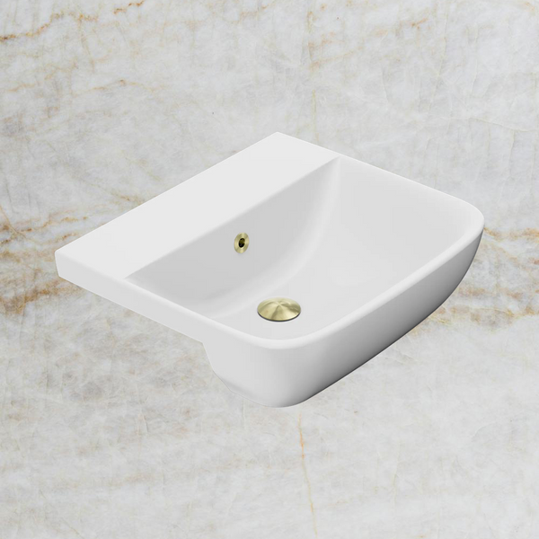 American Standard Cygnet 500 Semi Recessed Basin No Taphole with Overflow Ring and Pop-Up Waste Brushed Gold