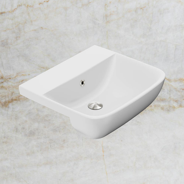 American Standard Cygnet 500 Semi Recessed Basin No Taphole with Overflow Ring and Pop-Up Waste Brushed Nickel