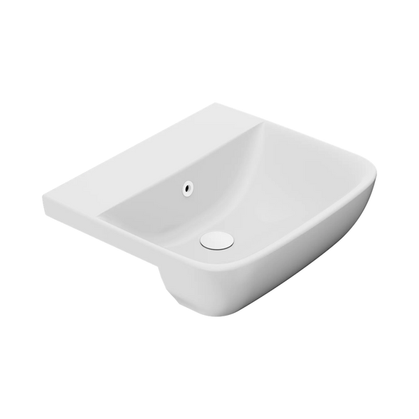 American Standard Cygnet 500 Semi Recessed Basin No Taphole with Overflow Ring and Pop-Up Waste Matte White