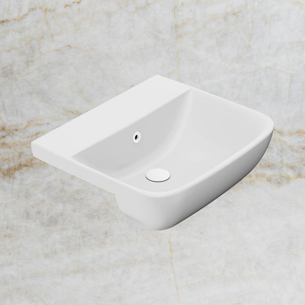 American Standard Cygnet 500 Semi Recessed Basin No Taphole with Overflow Ring and Pop-Up Waste Matte White