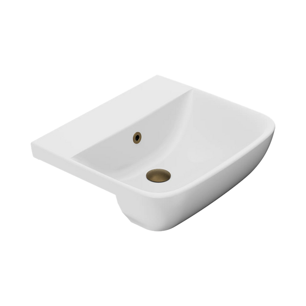 American Standard Cygnet 500 Semi Recessed Basin No Taphole with Overflow Ring and Pop-Up Waste Tumbled Antique Brass