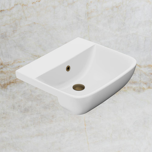 American Standard Cygnet 500 Semi Recessed Basin No Taphole with Overflow Ring and Pop-Up Waste Tumbled Antique Brass