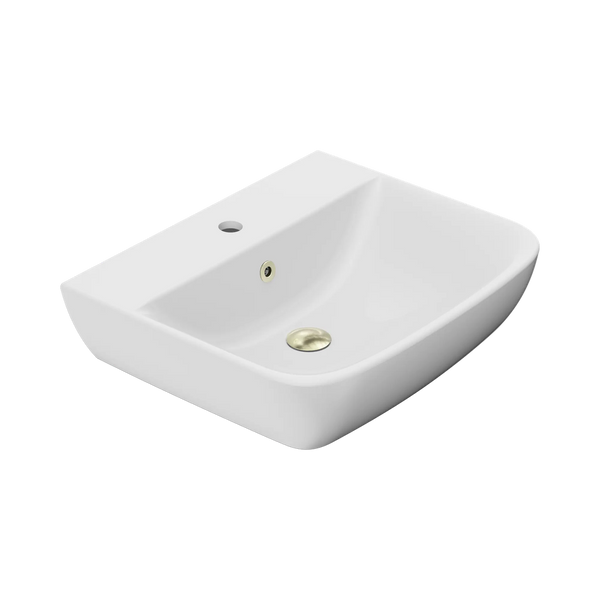 American Standard Cygnet 550 Wall Basin 1 Taphole with Overflow Ring and Pop-Up Waste Aged Brass