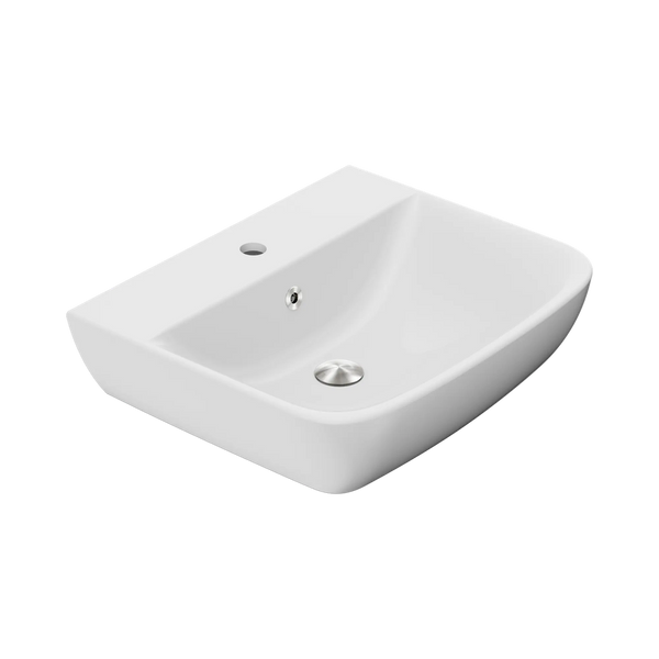 American Standard Cygnet 550 Wall Basin 1 Taphole with Overflow Ring and Pop-Up Waste Brushed Nickel
