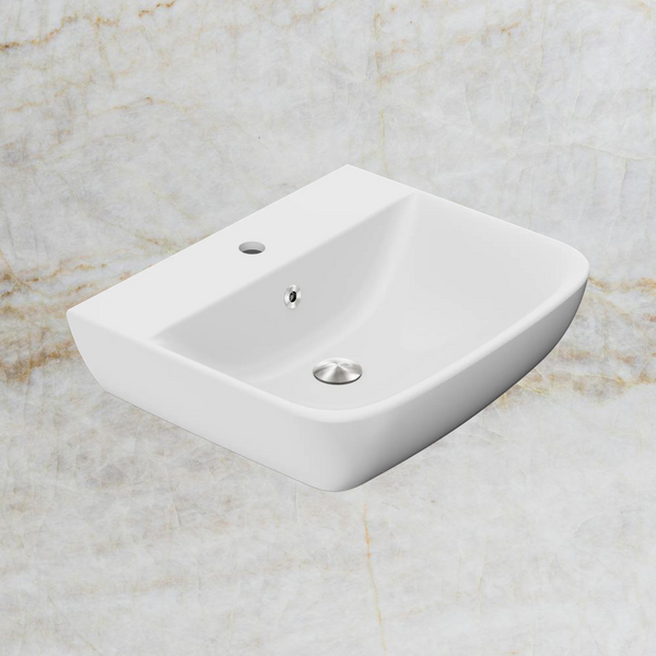 American Standard Cygnet 550 Wall Basin 1 Taphole with Overflow Ring and Pop-Up Waste Brushed Nickel