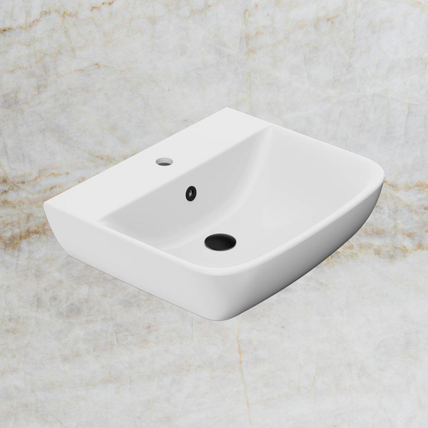 American Standard Cygnet 550 Wall Basin 1 Taphole with Overflow Ring and Pop-Up Waste Matte Black