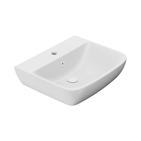 American Standard Cygnet 550 Wall Basin 1 Taphole with Overflow Ring and Pop-Up Waste Matte White