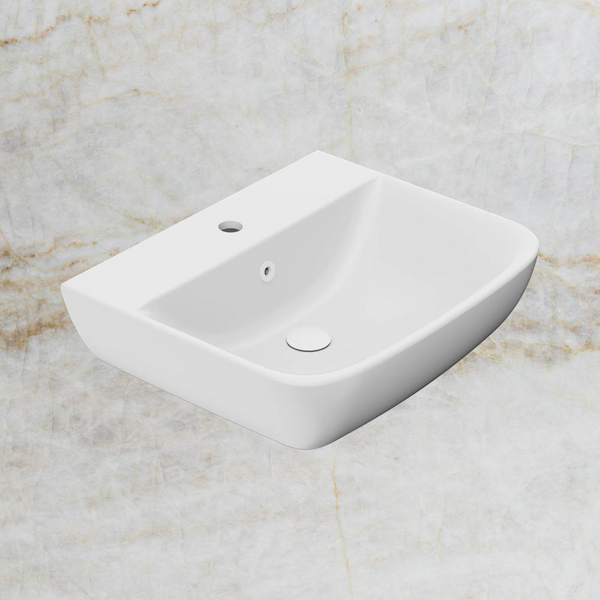 American Standard Cygnet 550 Wall Basin 1 Taphole with Overflow Ring and Pop-Up Waste Matte White
