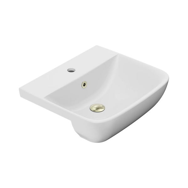 American Standard Cygnet 500 Semi Recessed Basin 1 Taphole with Overflow Ring and Pop-Up Waste Aged Brass
