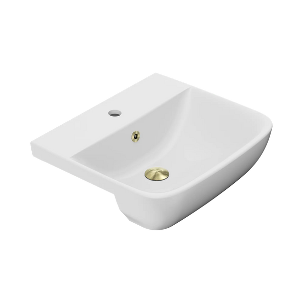 American Standard Cygnet 500 Semi Recessed Basin 1 Taphole with Overflow Ring and Pop-Up Waste Brushed Gold