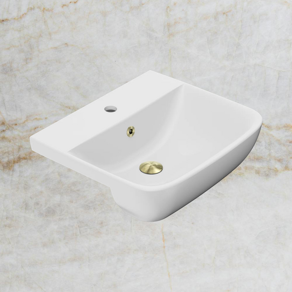 American Standard Cygnet 500 Semi Recessed Basin 1 Taphole with Overflow Ring and Pop-Up Waste Brushed Gold