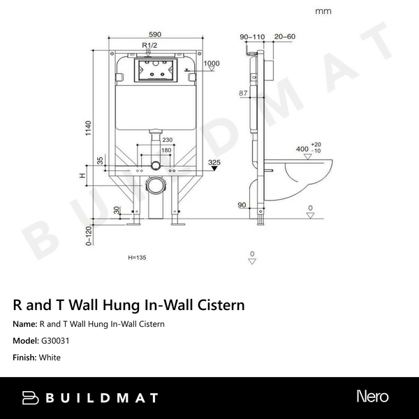 Nero R&T Wall Hung In-Wall Cistern