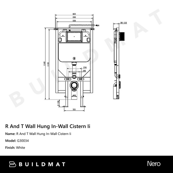 Nero R And T Wall Hung In-Wall Cistern Ii