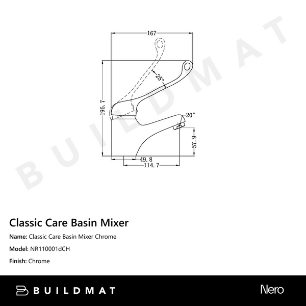Nero Classic Care Basin Mixer Chrome