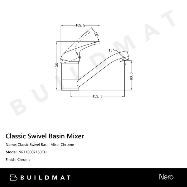 Nero Classic Swivel Basin Mixer Chrome